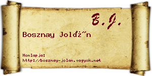 Bosznay Jolán névjegykártya