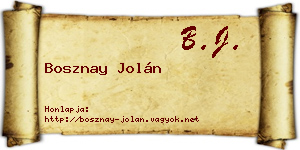 Bosznay Jolán névjegykártya