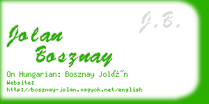 jolan bosznay business card